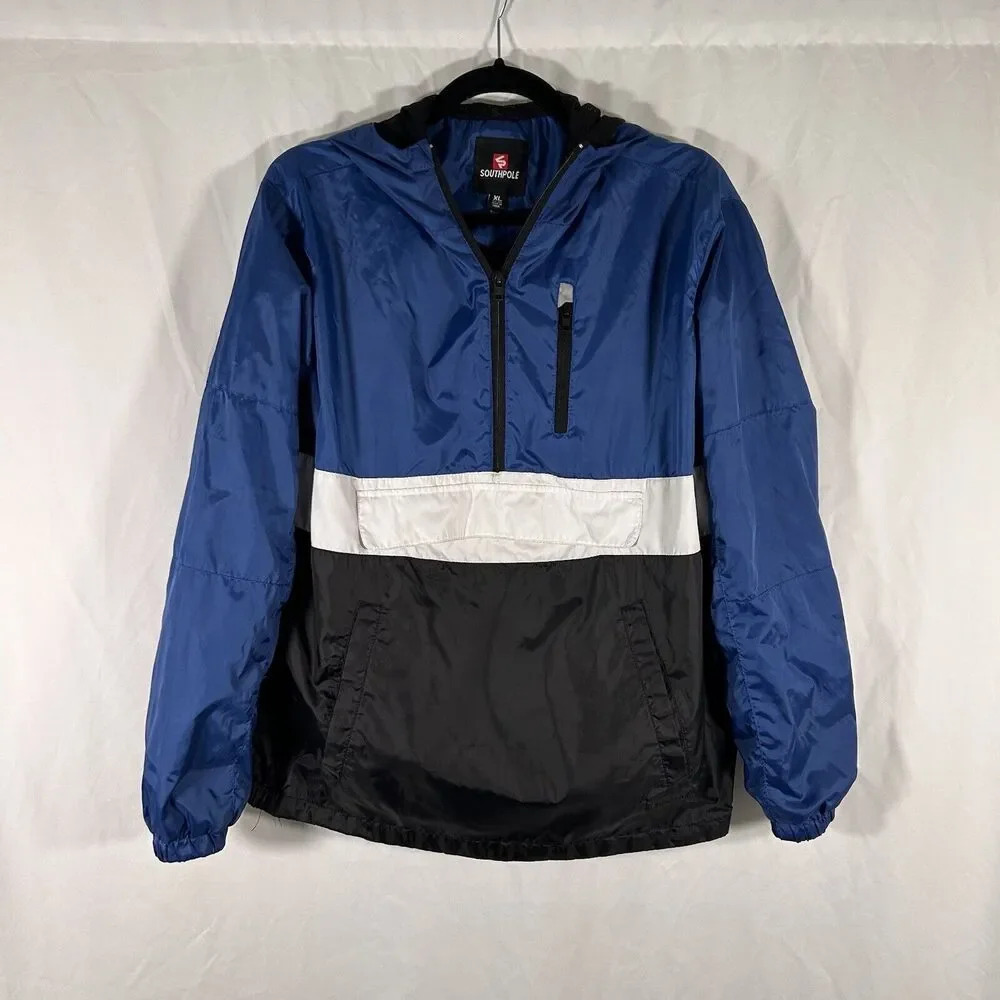 Southpole Jacket Boys XL Blue Hooded Pockets Long Sleeve Mesh Shell Pullover